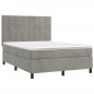 Letto a Molle Materasso e LED Grigio Chiaro 140x200 cm Velluto Letto a Molle Materasso e LED Grigio Chiaro 140x200 cm Velluto