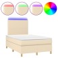 vidaXL Letto a Molle con Materasso e LED Crema 120x200cm in Tessuto vidaXL Letto a Molle con Materasso e LED Crema 120x200cm in Tessuto