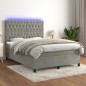 Letto a Molle Materasso e LED Grigio Chiaro 140x200 cm Velluto Letto a Molle Materasso e LED Grigio Chiaro 140x200 cm Velluto