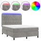 Letto a Molle Materasso e LED Grigio Chiaro 140x200 cm Velluto Letto a Molle Materasso e LED Grigio Chiaro 140x200 cm Velluto