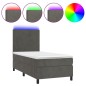 Letto a Molle con Materasso e LED Grigio Scuro 90x200cm Velluto Letto a Molle con Materasso e LED Grigio Scuro 90x200cm Velluto