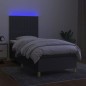 Letto a Molle Materasso e LED Grigio Scuro 90x190 cm in Tessuto Letto a Molle Materasso e LED Grigio Scuro 90x190 cm in Tessuto