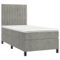 Letto a Molle Materasso e LED Grigio Chiaro 90x190 cm Velluto Letto a Molle Materasso e LED Grigio Chiaro 90x190 cm Velluto