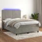 vidaXL Letto a Molle Materasso e LED Grigio Chiaro 140x200 cm Velluto vidaXL Letto a Molle Materasso e LED Grigio Chiaro 140x200 cm Velluto
