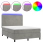 vidaXL Letto a Molle Materasso e LED Grigio Chiaro 140x200 cm Velluto vidaXL Letto a Molle Materasso e LED Grigio Chiaro 140x200 cm Velluto