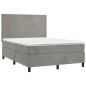 vidaXL Letto a Molle Materasso e LED Grigio Chiaro 140x200 cm Velluto vidaXL Letto a Molle Materasso e LED Grigio Chiaro 140x200 cm Velluto