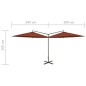 Ombrellone Doppio con Palo in Acciaio Terracotta 600 cm Ombrellone Doppio con Palo in Acciaio Terracotta 600 cm