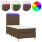 Letto a Molle Materasso e LED Marrone Scuro 100x200 cm Tessuto Letto a Molle Materasso e LED Marrone Scuro 100x200 cm Tessuto