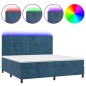 Letto a Molle con Materasso e LED Blu Scuro 200x200 cm Letto a Molle con Materasso e LED Blu Scuro 200x200 cm
