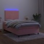 Letto a Molle con Materasso e LED Rosa 120x200 cm in Velluto Letto a Molle con Materasso e LED Rosa 120x200 cm in Velluto