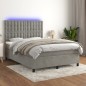Letto a Molle Materasso e LED Grigio Chiaro 140x200 cm Velluto Letto a Molle Materasso e LED Grigio Chiaro 140x200 cm Velluto