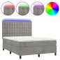 Letto a Molle Materasso e LED Grigio Chiaro 140x200 cm Velluto Letto a Molle Materasso e LED Grigio Chiaro 140x200 cm Velluto