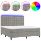 Letto a Molle Materasso e LED Grigio Chiaro 180x200 cm Velluto Letto a Molle Materasso e LED Grigio Chiaro 180x200 cm Velluto