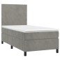Letto a Molle Materasso e LED Grigio Chiaro 90x190 cm Velluto Letto a Molle Materasso e LED Grigio Chiaro 90x190 cm Velluto
