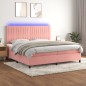 Letto a Molle con Materasso e LED Rosa 200x200 cm in Velluto Letto a Molle con Materasso e LED Rosa 200x200 cm in Velluto