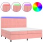 Letto a Molle con Materasso e LED Rosa 200x200 cm in Velluto Letto a Molle con Materasso e LED Rosa 200x200 cm in Velluto