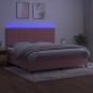 Letto a Molle con Materasso e LED Rosa 200x200 cm in Velluto Letto a Molle con Materasso e LED Rosa 200x200 cm in Velluto