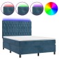 Letto a Molle con Materasso e LED Blu Scuro 140x200 cm Letto a Molle con Materasso e LED Blu Scuro 140x200 cm