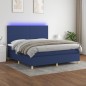 Letto a Molle con Materasso e LED Blu 180x200 cm in Tessuto Letto a Molle con Materasso e LED Blu 180x200 cm in Tessuto