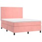 Letto a Molle con Materasso e LED Rosa 140x200 cm in Velluto Letto a Molle con Materasso e LED Rosa 140x200 cm in Velluto