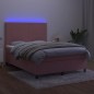 Letto a Molle con Materasso e LED Rosa 140x200 cm in Velluto Letto a Molle con Materasso e LED Rosa 140x200 cm in Velluto