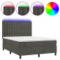 Letto a Molle con Materasso e LED Grigio Scuro 140x200 cm Letto a Molle con Materasso e LED Grigio Scuro 140x200 cm