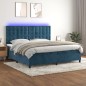 Letto a Molle con Materasso e LED Blu Scuro 200x200 cm Letto a Molle con Materasso e LED Blu Scuro 200x200 cm