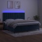 Letto a Molle con Materasso e LED Blu Scuro 200x200 cm Letto a Molle con Materasso e LED Blu Scuro 200x200 cm