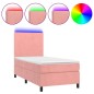 vidaXL Letto a Molle con Materasso e LED Rosa 100x200 cm in Velluto vidaXL Letto a Molle con Materasso e LED Rosa 100x200 cm in Velluto