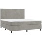 vidaXL Letto a Molle Materasso e LED Grigio Chiaro 160x200 cm Velluto vidaXL Letto a Molle Materasso e LED Grigio Chiaro 160x200 cm Velluto