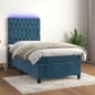 Letto a Molle con Materasso e LED Blu Scuro 100x200 cm Letto a Molle con Materasso e LED Blu Scuro 100x200 cm