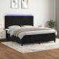 vidaXL Letto a Molle con Materasso e LED Nero 160x200 cm in Velluto vidaXL Letto a Molle con Materasso e LED Nero 160x200 cm in Velluto