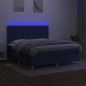 Letto a Molle con Materasso e LED Blu 180x200 cm in Tessuto Letto a Molle con Materasso e LED Blu 180x200 cm in Tessuto