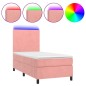 Letto a Molle con Materasso e LED Rosa 90x190 cm in Velluto Letto a Molle con Materasso e LED Rosa 90x190 cm in Velluto