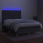 vidaXL Letto a Molle Materasso e LED Grigio Scuro 140x190cm in Tessuto vidaXL Letto a Molle Materasso e LED Grigio Scuro 140x190cm in Tessuto
