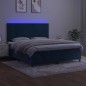 Letto a Molle con Materasso e LED Blu Scuro 180x200 cm