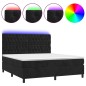 Letto a Molle con Materasso e LED Nero 160x200 cm in Velluto Letto a Molle con Materasso e LED Nero 160x200 cm in Velluto