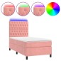 vidaXL Letto a Molle con Materasso e LED Rosa 100x200 cm in Velluto