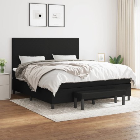 vidaXL Giroletto a Molle con Materasso Nero 160x200 cm in Tessuto