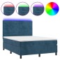 Letto a Molle con Materasso e LED Blu Scuro 140x190 cm Letto a Molle con Materasso e LED Blu Scuro 140x190 cm