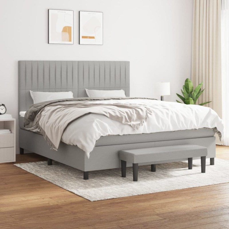 vidaXL Giroletto a Molle con Materasso Grigio Chiaro180x200 cm Tessuto