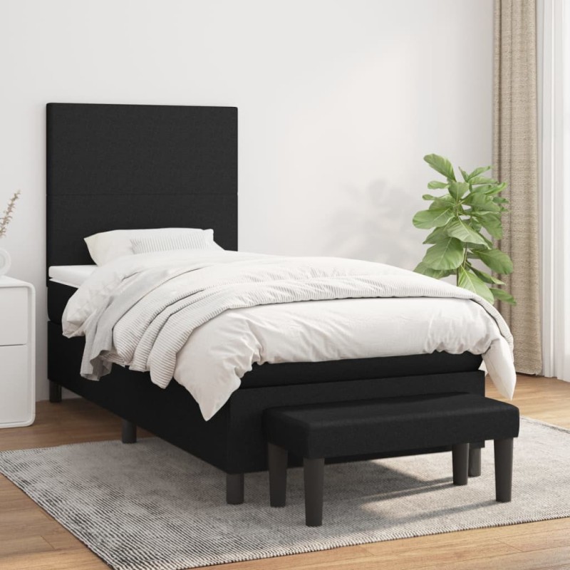 vidaXL Giroletto a Molle con Materasso Nero 90x200 cm in Tessuto