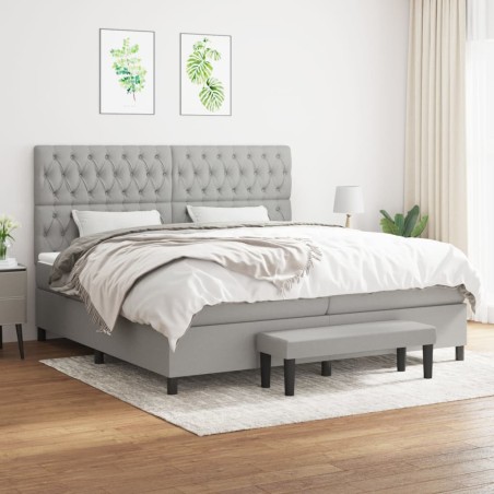 vidaXL Giroletto a Molle con Materasso Grigio Chiaro 200x200cm Tessuto