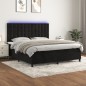 Letto a Molle con Materasso e LED Nero 180x200 cm in Velluto Letto a Molle con Materasso e LED Nero 180x200 cm in Velluto