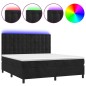 Letto a Molle con Materasso e LED Nero 180x200 cm in Velluto Letto a Molle con Materasso e LED Nero 180x200 cm in Velluto