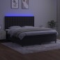 Letto a Molle con Materasso e LED Nero 180x200 cm in Velluto Letto a Molle con Materasso e LED Nero 180x200 cm in Velluto