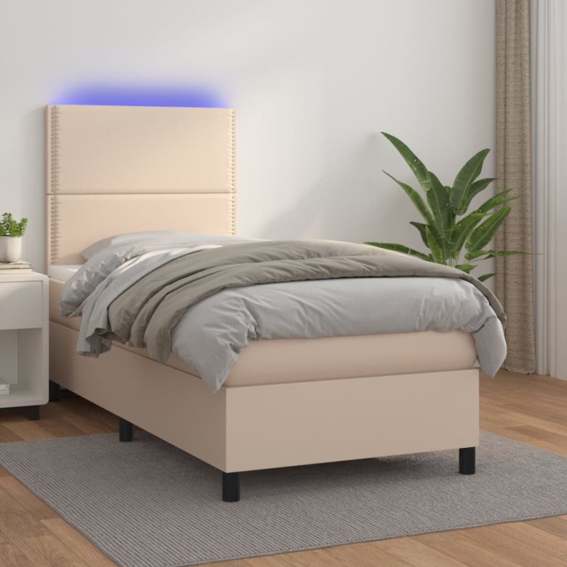 Giroletto Molle Materasso e LED Cappuccino 100x200cm Similpelle Giroletto Molle Materasso e LED Cappuccino 100x200cm Similpelle
