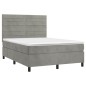 Letto a Molle Materasso e LED Grigio Chiaro 140x190 cm Velluto Letto a Molle Materasso e LED Grigio Chiaro 140x190 cm Velluto