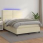 Giroletto a Molle con Materasso e LED Crema 140x200 cm Giroletto a Molle con Materasso e LED Crema 140x200 cm