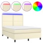 Giroletto a Molle con Materasso e LED Crema 140x200 cm Giroletto a Molle con Materasso e LED Crema 140x200 cm